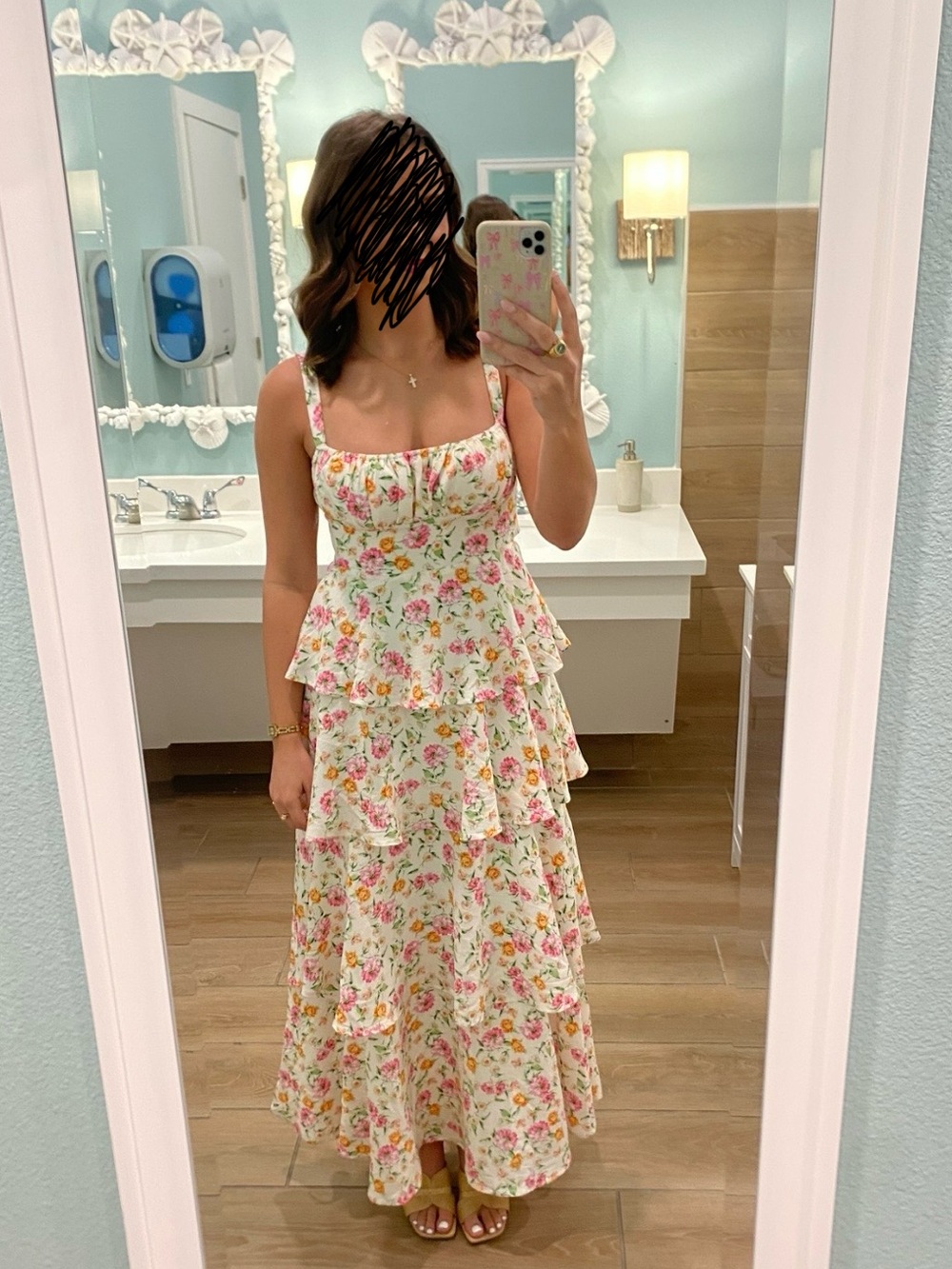 Altar'd State White Floral Tiered Maxi Dress